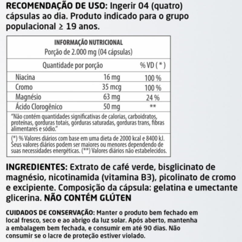 Café Verde + Cromo + Magnésio 60 cápsulas 500mg Herbalize