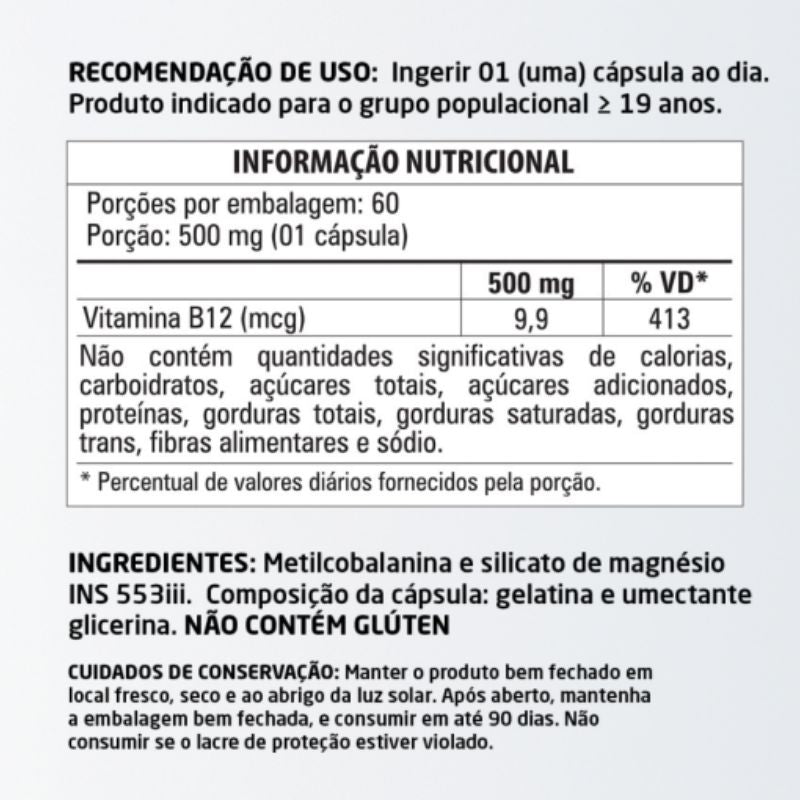 Vitamina B12 60 cápsulas 500mg Herbalize